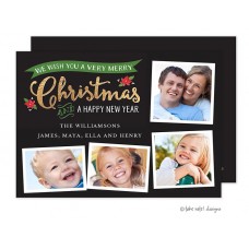 Christmas Digital Photo Cards, Golden Banner, Take Note Designs